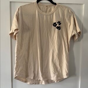 Beige Tradlands 100% cotton T-Shirt with Black Floral embroidery